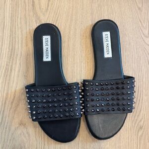 Steve Madden Black Studded Women's Slides